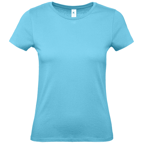 T-shirt femme col rond E150 B&C vue de face bleu