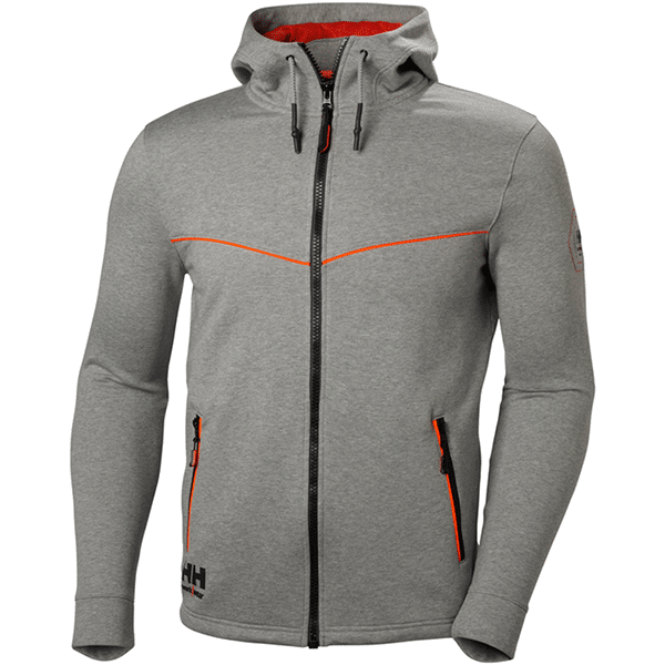 Sweat à capuche zippé Chelsea Evolution Helly Hansen vu de face gris foncé