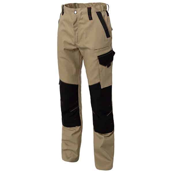 Pantalon de travail genouillères Outsum Molinel vue de coté avant beige