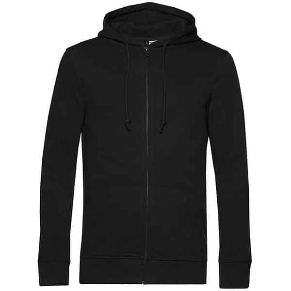 Sweat capuche zippé homme King B&C vue de face noir