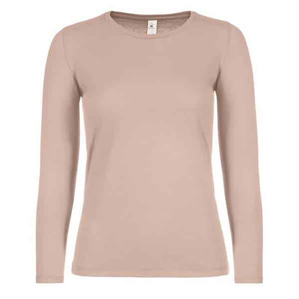 T-shirt femme manches longues E150 B&C vue de face beige