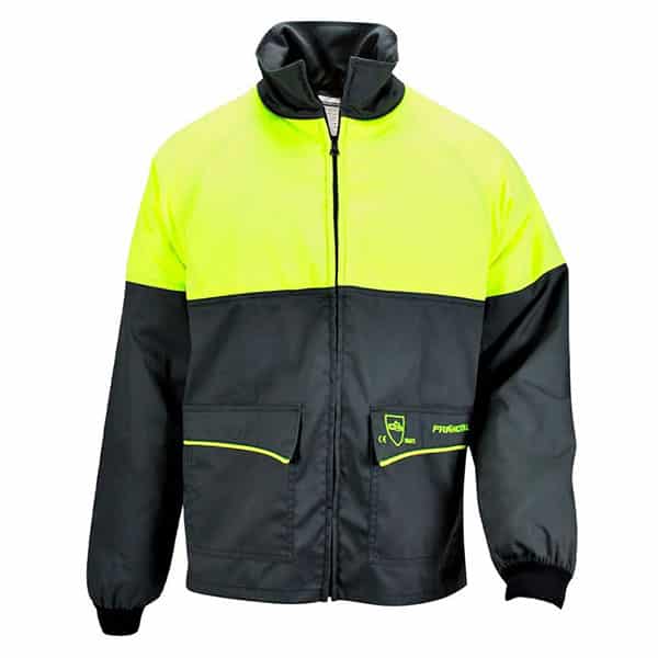 Veste anti coupure Prior CL 1 - Francital vue de face noir et jaune fluo