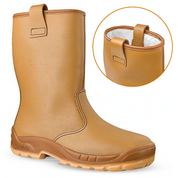 Bottes de travail fourrées Jalartic S3 sas CI SRS - Jallatte vue de cote droit jaune