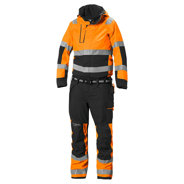 Combinaison haute visibilité imperméable Alna 2.0 - Helly Hansen vue face orange noir