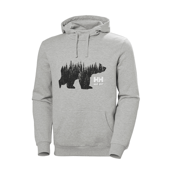 Sweat à capuche logo Helly Hansen gris chiné vue de face