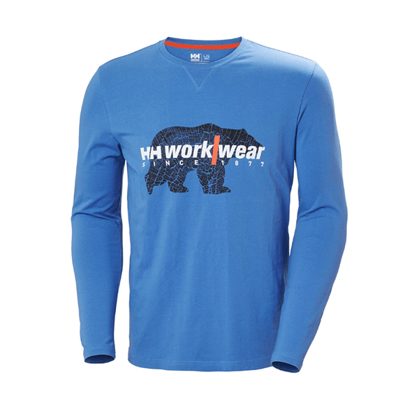 T-shirt manches longues logo Helly Hansen vue de face bleu