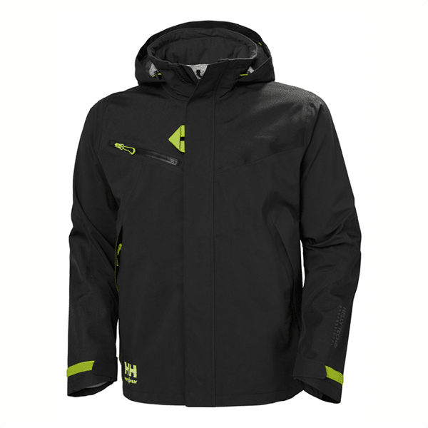 Veste imperméable Magni Helly Hansen vue de face noir jaune fluo