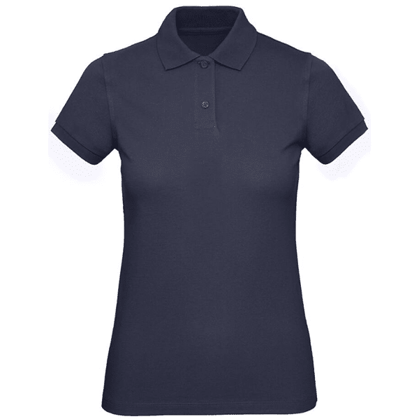 Polo coton bio femme B&C vue de face bleu marine