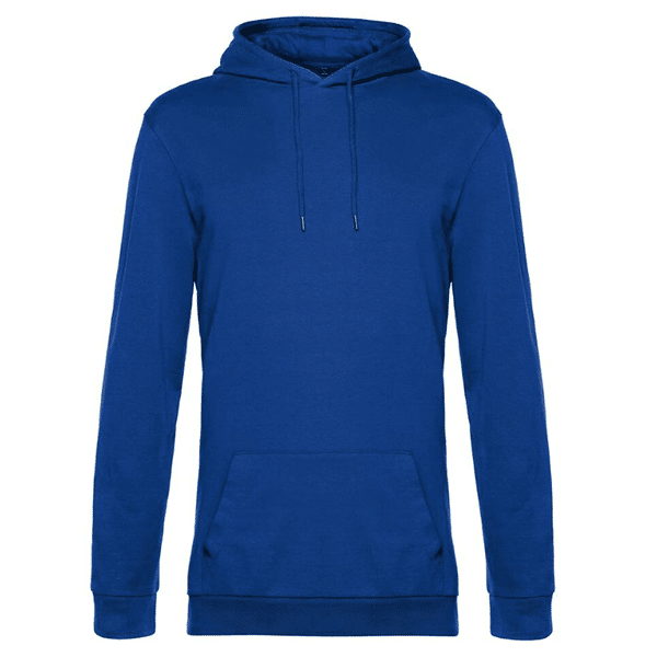 Sweat à capuche homme B&C vue de face bleu