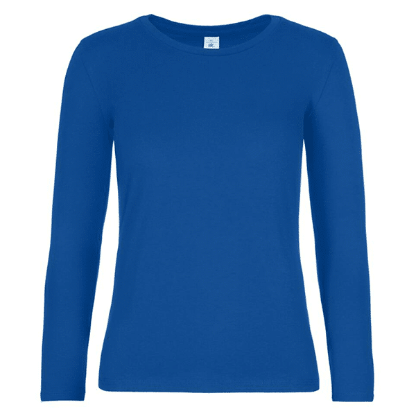 Tee-shirt femme manches longues E190 B&C vue de face bleu