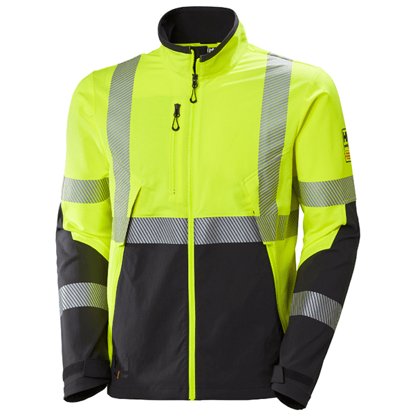 Veste de travail haute visibilité ICU BRZ Helly Hansen vue face jaune et noir