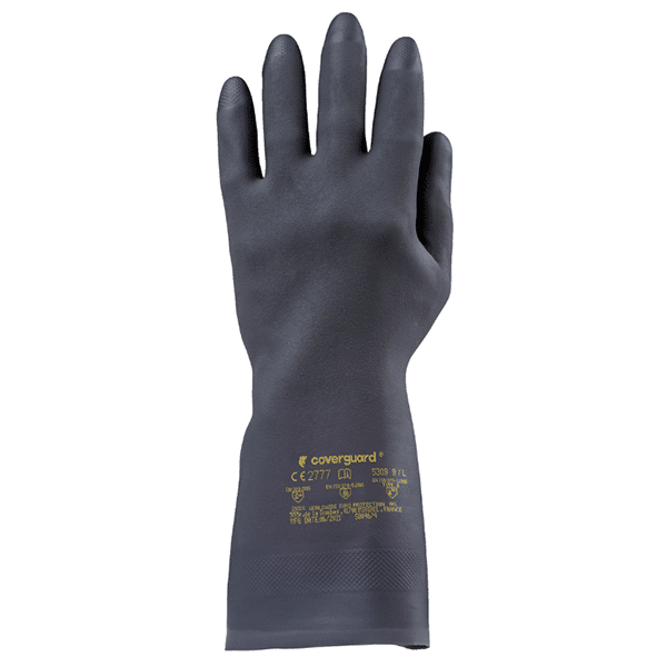 Gants en latex Eurochem NE5310 10 pièces Coverguard vue du dos de la main noir