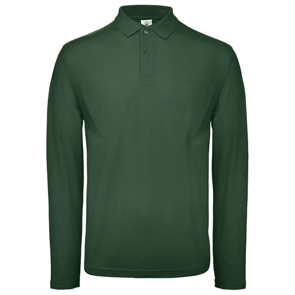 Polo manches longues homme ID 001 B&C vue de face vert