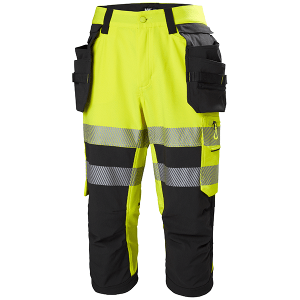 Pantacourt haute visibilité ICU construction BRZ CL 1 Helly Hansen vu face jaune noir