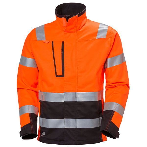 Veste Alna 2.0 haute visibilité Helly Hansen vue face orange noir