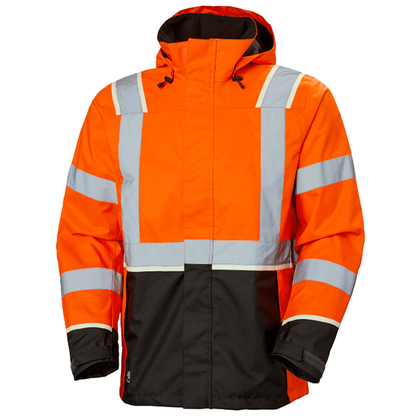 Parka haute visibilité imperméable UC-ME - Helly Hansen vue face orange noir