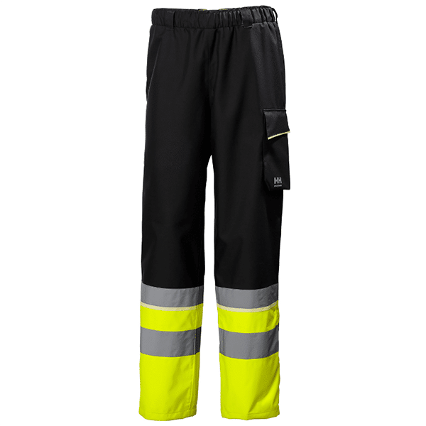 Pantalon imperméable haute visibilité UC-ME CL 1 - Helly Hansen vue face noir vert