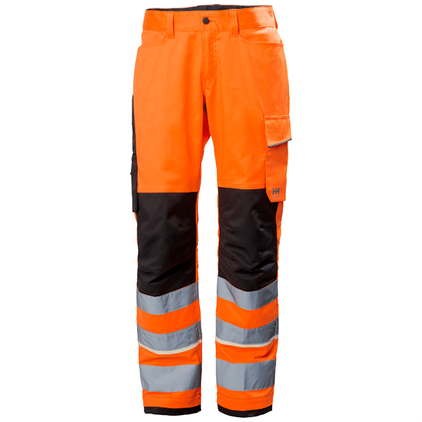 Pantalon UC-ME Work haute visibilité CL 2 Helly Hansen vu face orange et noir
