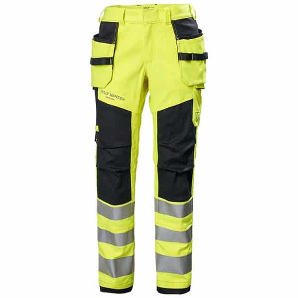 Pantalon haute visibilité Fyre Construction CL 2 - Helly Hansen vue face jaune noir