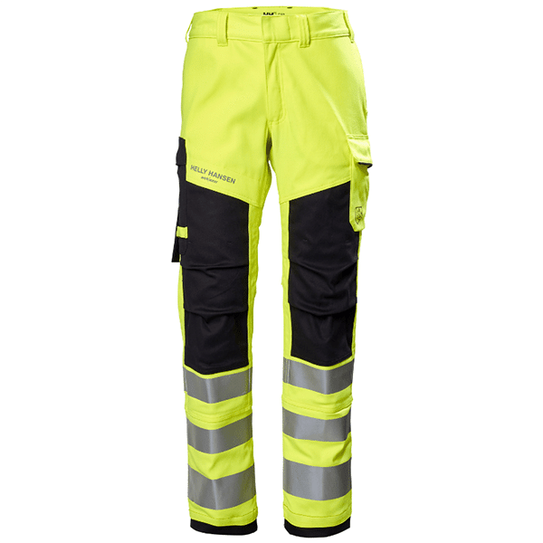 Pantalon haute visibilité Fyre Work CL 2 - Helly Hansen vue de face jaune noir