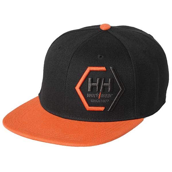 Casquette plate Kensington Helly Hansen vue de face noir orange