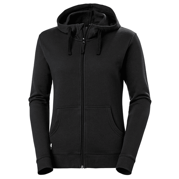 Sweat zippé à capuche femme W Manchester Helly Hansen vu de face noir