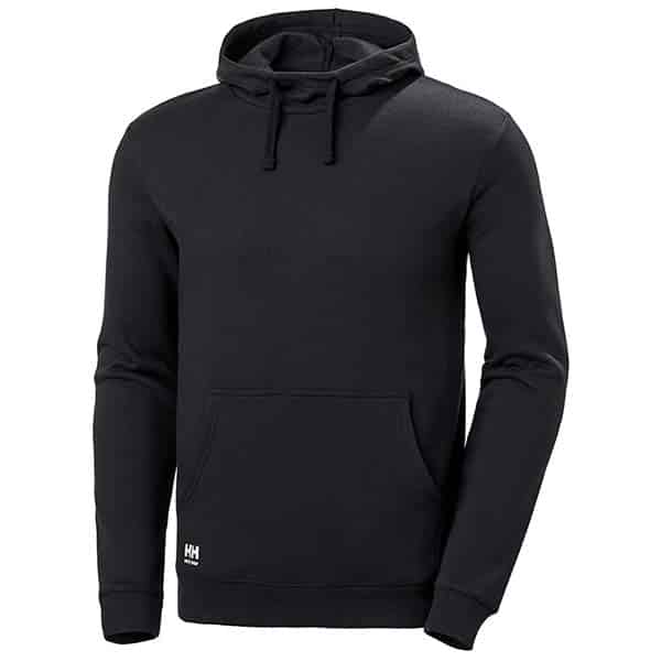 Sweat à capuche Manchester Helly Hansen vu de face noir