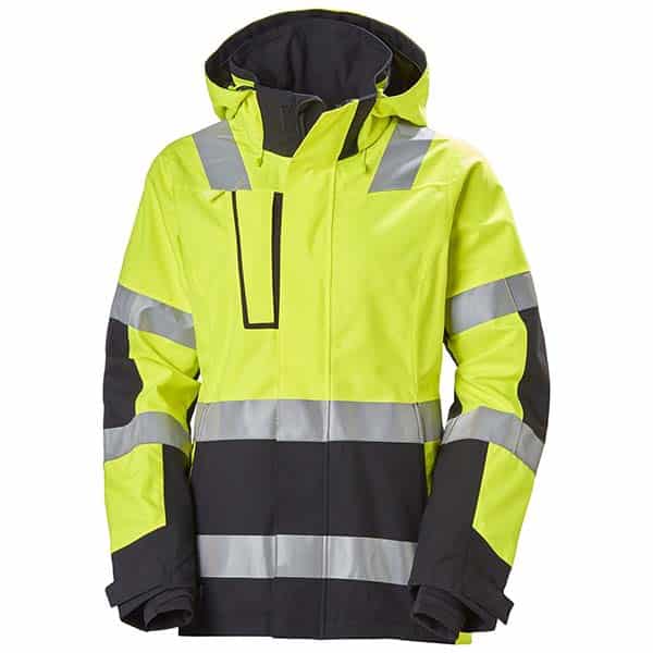 Veste femme haute visibilité Luna imperméable - Helly Hansen vue de face vert noir