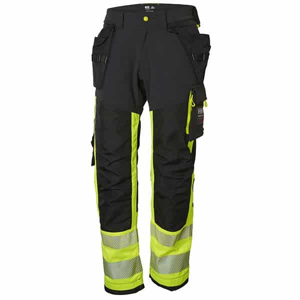 Pantalon haute visibilité Construction ICU CL1 - Helly Hansen vu face jaune noir