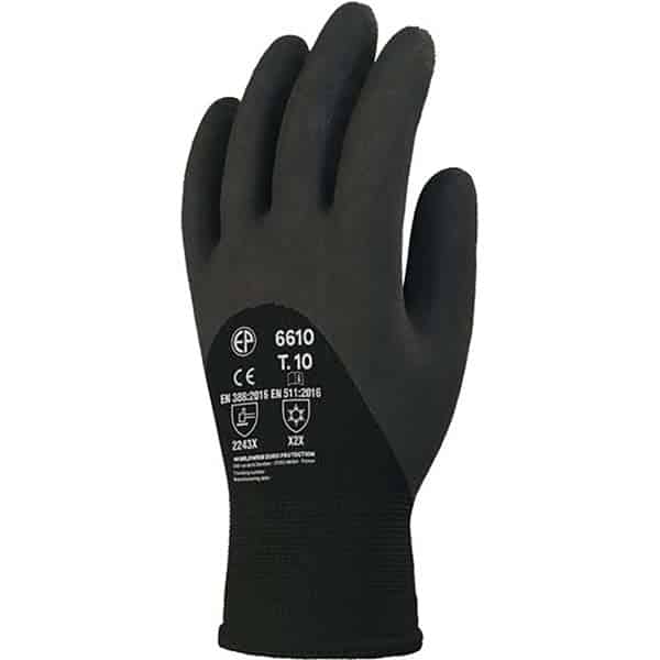 Gants enduis Eurowinter 6610 10 pièces Coverguard vue du dos de la main noir