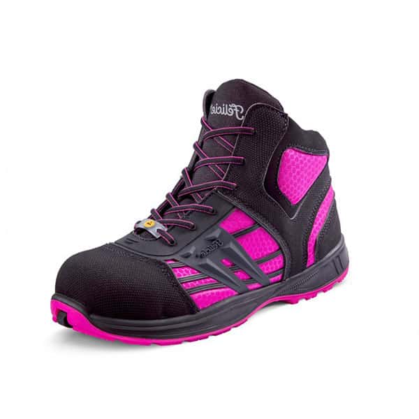 Chaussures de sécurité montantes femme Virginis S3 Gaston Mille vue de 3/4 rose