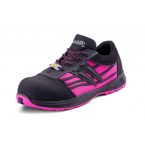 Chaussures de sécurité basses femme Virginis S3 Gaston Mille vue de coté noir et rose