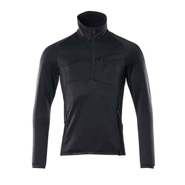 Polaire demi-zippé Stretch Mascot vue de face noir