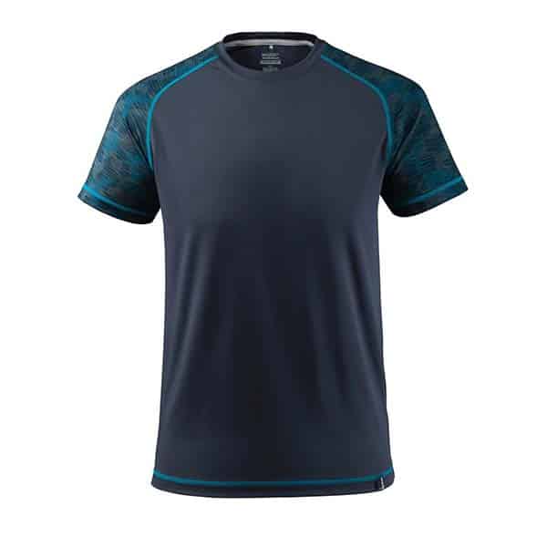 T-shirt de travail stretch anti bactérien - Mascot bleu vue de face
