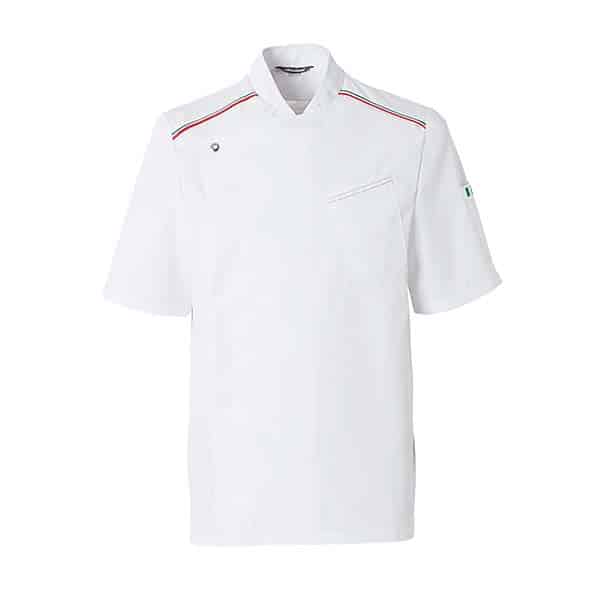 Veste de cuisine Homme manche courtes Mezzo Molinel vue de face blanc