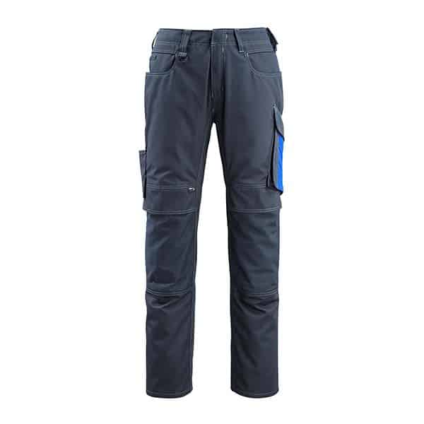 Pantalon de travail Mannheim poches genouillères Mascot vue de face bleu marine