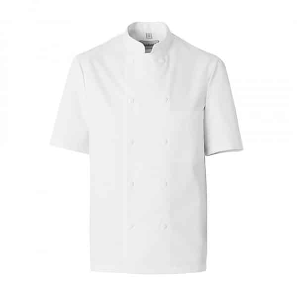 Veste de cuisine Homme manches courtes Cuisinier Molinel vue de face blanc