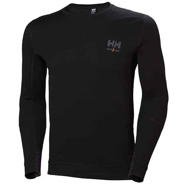 Sous vêtement thermique Lifa Merino col rond - Helly Hansen vue face noir