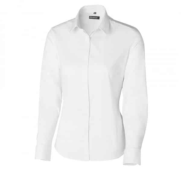 Chemise de service femme manches longues - Molinel vue de face blanc
