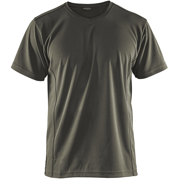 T-shirt de travail anti-UV anti-odeur - Blaklader vert militaire vue de face