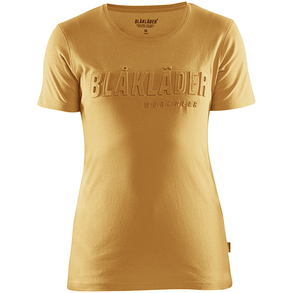 T-shirt femme imprimé logo 3D - Blaklader jaune vue de face