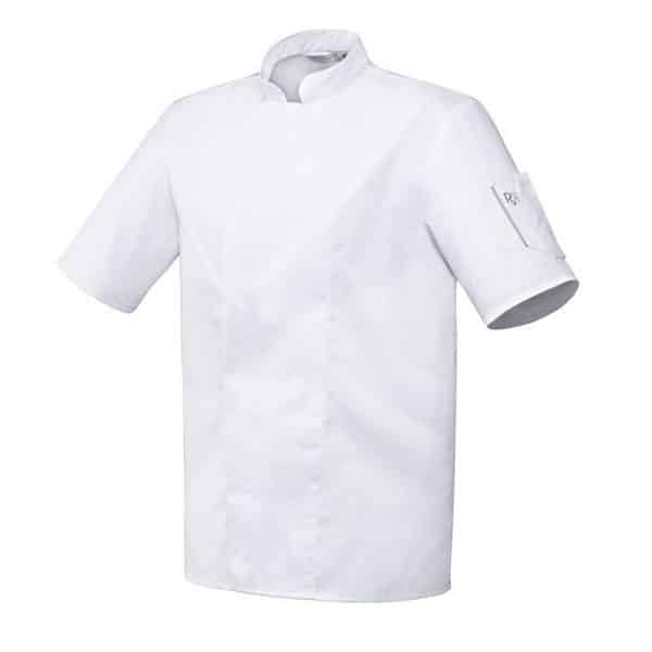 Veste de cuisine unisexe manches courtes Nero - Robur blanc vue de face