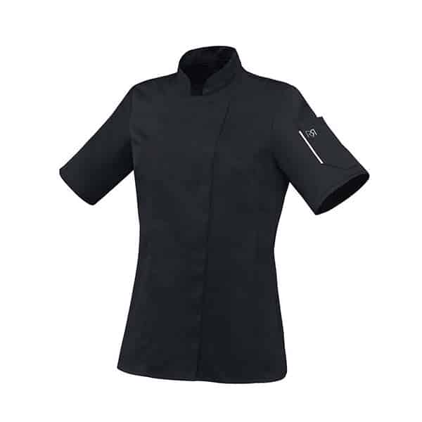 Veste de cuisine femme manches courtes Unera - Robur noir vue de face