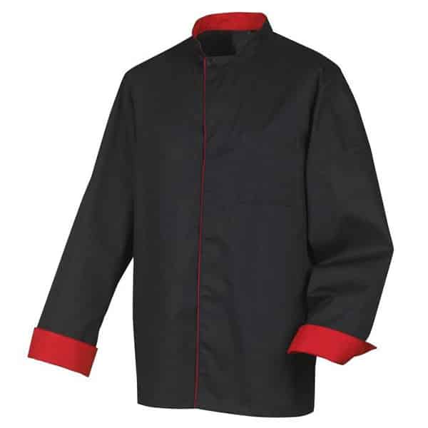 Veste de cuisine homme manches longues Boko Robur noir vue de face