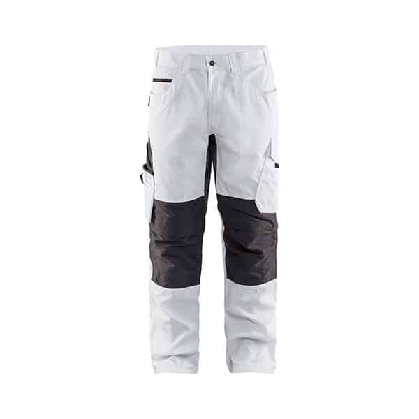 Pantalon Peintre +stretch Blaklader blanc noir vu de face