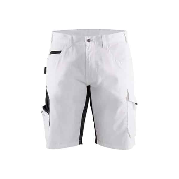 Short Peintre stretch Blaklader blanc noir vu de face