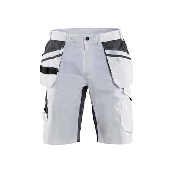 Short de travail Peintre stretch poches flottantes Blaklader blanc noir vue de face