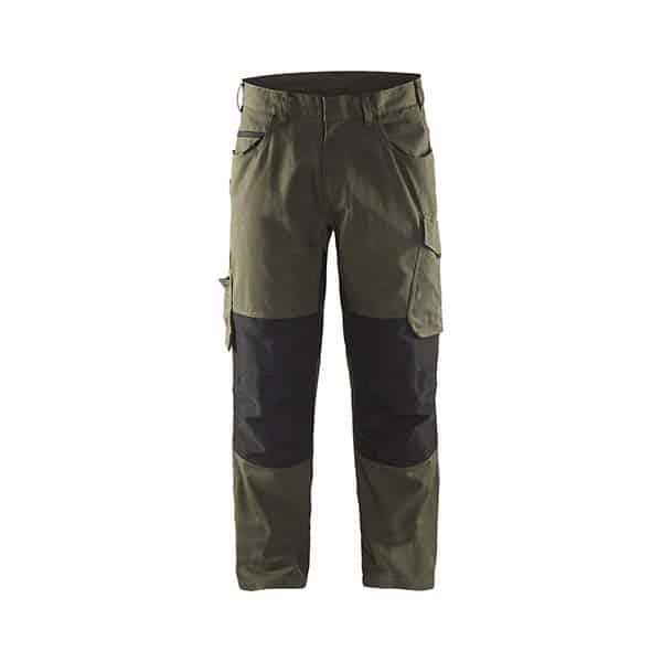 Pantalon maintenance +stretch - Blaklader - KAKI / NOIR vue de face