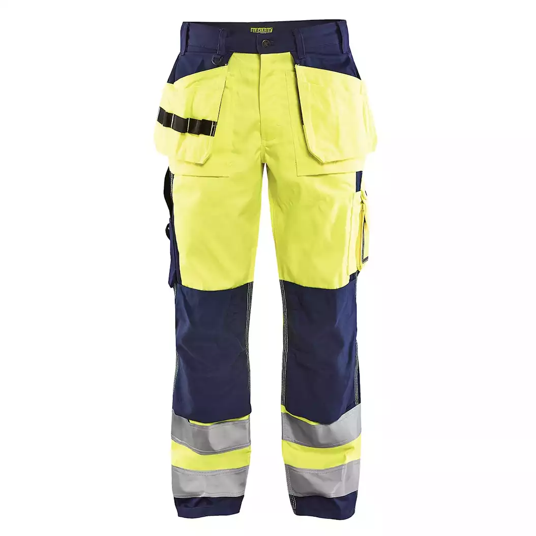 Pantalon artisan haute visibilité Blaklader jaune fluo marine