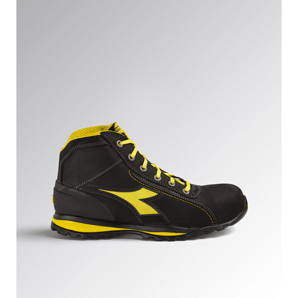 Chaussures de sécurité montantes GLOVE MID S3 HRO SRA Diadora vue de côté droit noir jaune